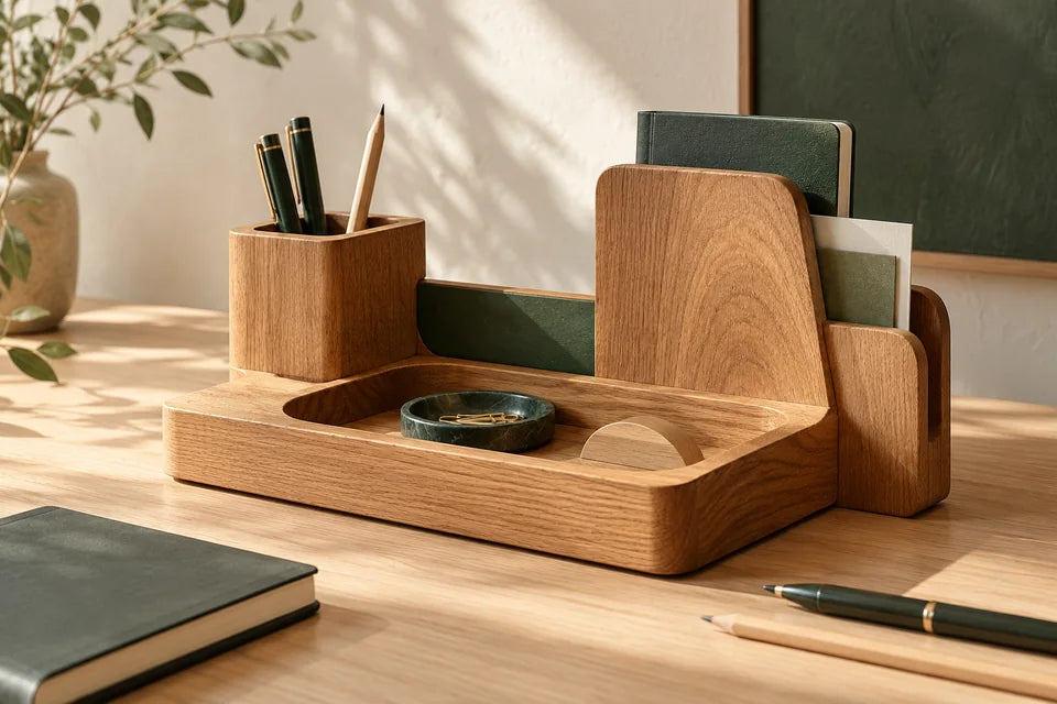 AI-assisted RayArt Desk Ritual Organizer concept; not completed physical work