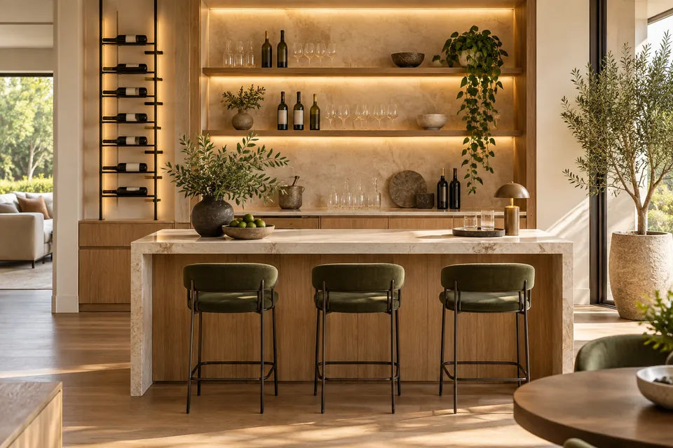 AI concept close-up of a wall-mounted wine display