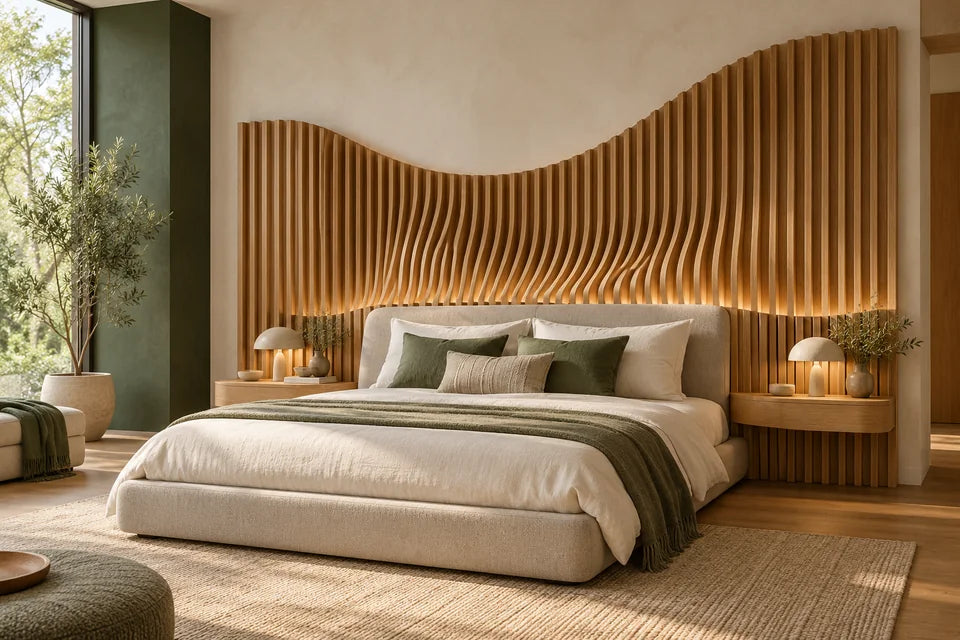 AI-assisted RayArt Wave Headboard concept; not completed physical work